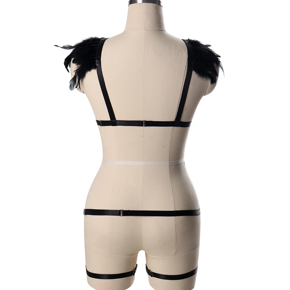Боди женское с перьями и открытой грудью сексуальное нижнее белье для танцев на