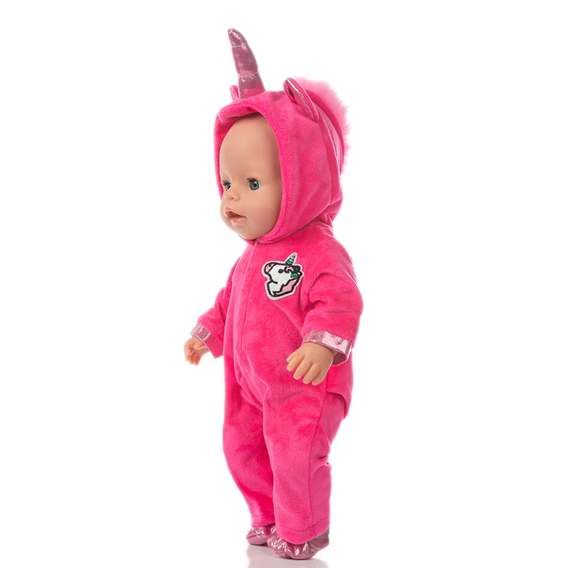 

2021 New Hot Sale Fit 18 inch Baby New Born Doll Clothes Accessories Red Unicorn Clothes For Baby Birthday Gift