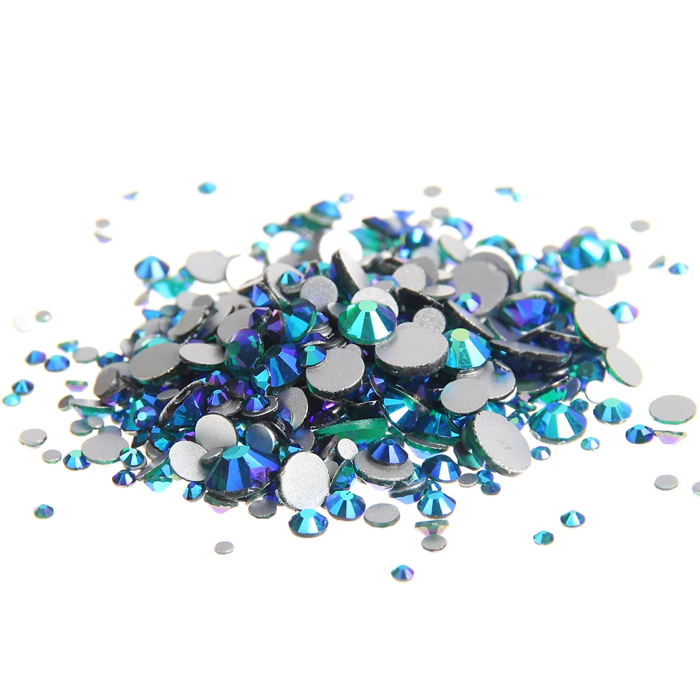 Изумрудные AB не для горячей фиксации стеклянные стразы дизайна ногтей