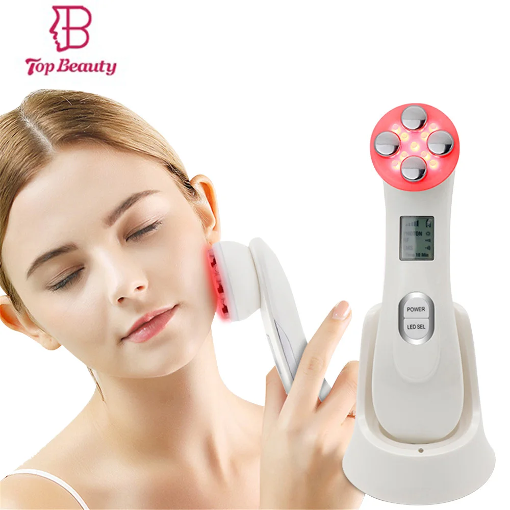 

5в1 RF & мезотерапия ЭМС электропорация лица красота ручка радиочастота LED фотон для омоложения кожи лица морщинка