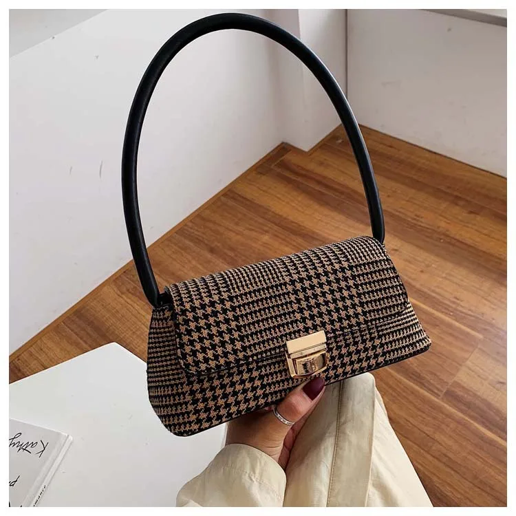 Новинка Ретро стиль в клетку и полоску Сумка через плечо подмышечной области для