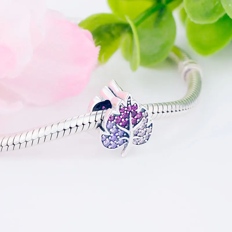 100% 925 Стерлинговое Серебро в форме листа микс из цветного циркона хрусталя