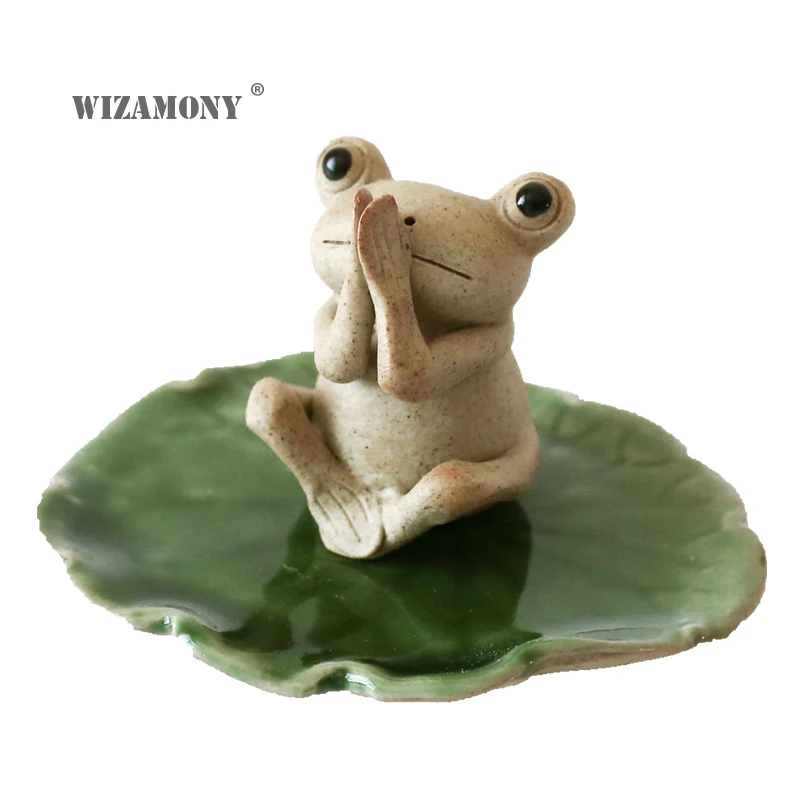 

WIZAMONY Chinese Purple Clay Kung Fu tea Set Tea Pet Lotus Frog Tea Accessories for puer Oolong Tea Home Deco