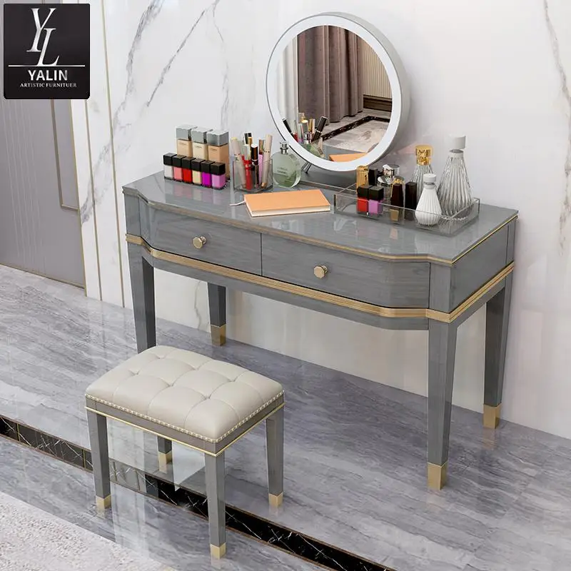 Светильник роскошный Американский туалетный стул из цельного дерева для макияжа