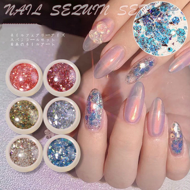 

6 Box Nails Art Glitter DIY Multi Colors Nail Art Decoration For Manicure Ultrathin Sequins Flakies Decoration Nails Accessories