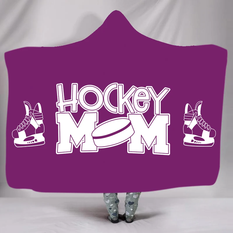 Одеяло с капюшоном для коньков шерпа флисовое морское синее пригодное носки