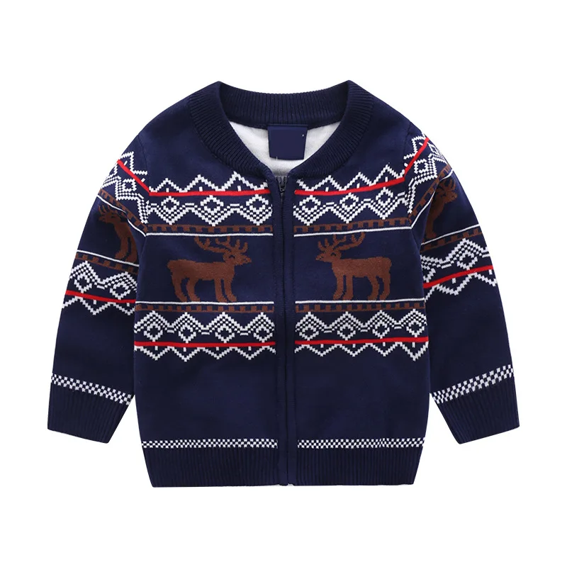 

Jargazol с рождественским оленем вышивка вязаный свитер-кардиган для маленьких девочек; Осенняя детская одежда двухслойные зимние топы От 4 до 8...