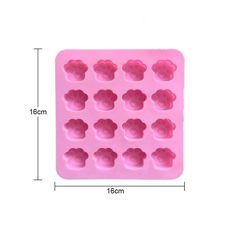 

16 Holes Cute Pet Cat Dog Paws Silicone Mold DIY Fondant Cookie Chocolate Cake Mould Decorative Tools Blue 1pc Z5T7