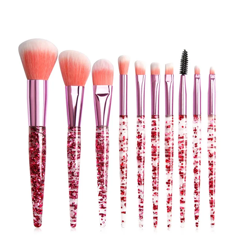 

10pcs Shinny Crystal Makeup Brushes Tool Set Cosmetic Powder Eye Shadow Foundation Blush Blending Beauty Make Up Brush Maquiagem