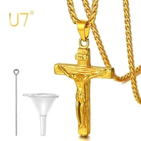 u7 men women crucifix cross pendant cremation jewelry necklace for urn ashes