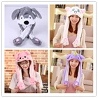 Кролик шапка движущиеся уши Милая мультяшная игрушка шапка подушка безопасности кавайная смешная детская плюшевая игрушка подарок на день рождения шапка для девочек