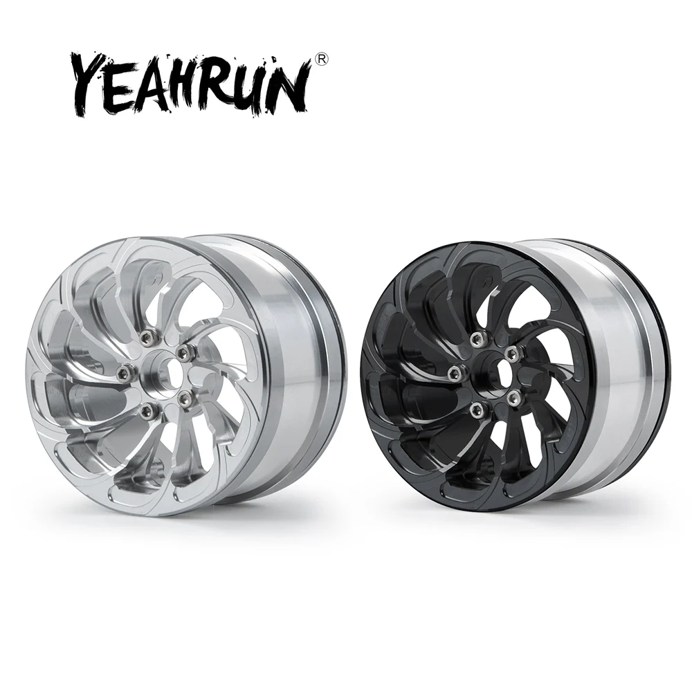YEAHRUN Silver/Black 27# 2.2 inch Metal Beadlock Wheel Rims Hubs for AXIAL SCX10 D90 CC01 TRX4 1/10 Scale RC Crawler Car Parts