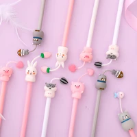 30pcslot kawaii cartoon animal silicone painting gel pen black 0 5mm pens for school offices material escolar stationery supply