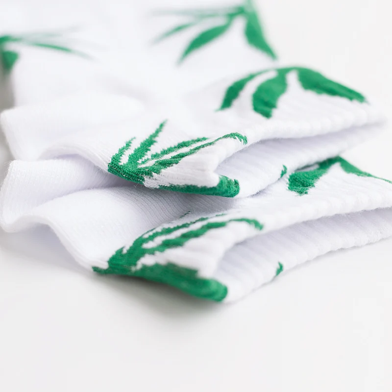 Женские и мужские носки из хлопка модные в стиле хип хоп с листочками