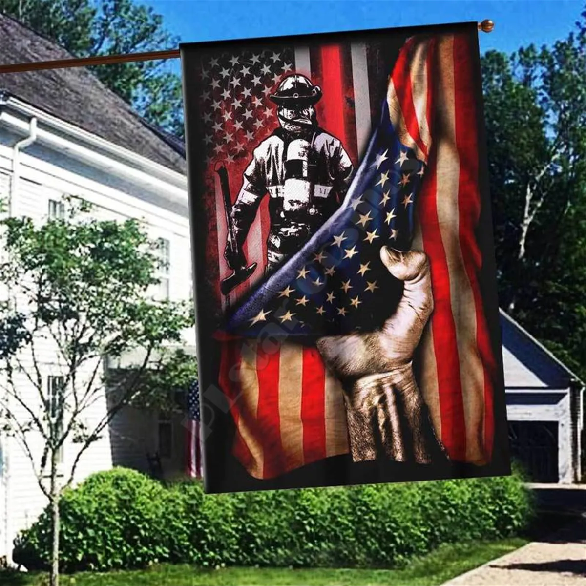 

Firefighter America Flag 3D Full Printing Garden Flags Hanging House Decoration