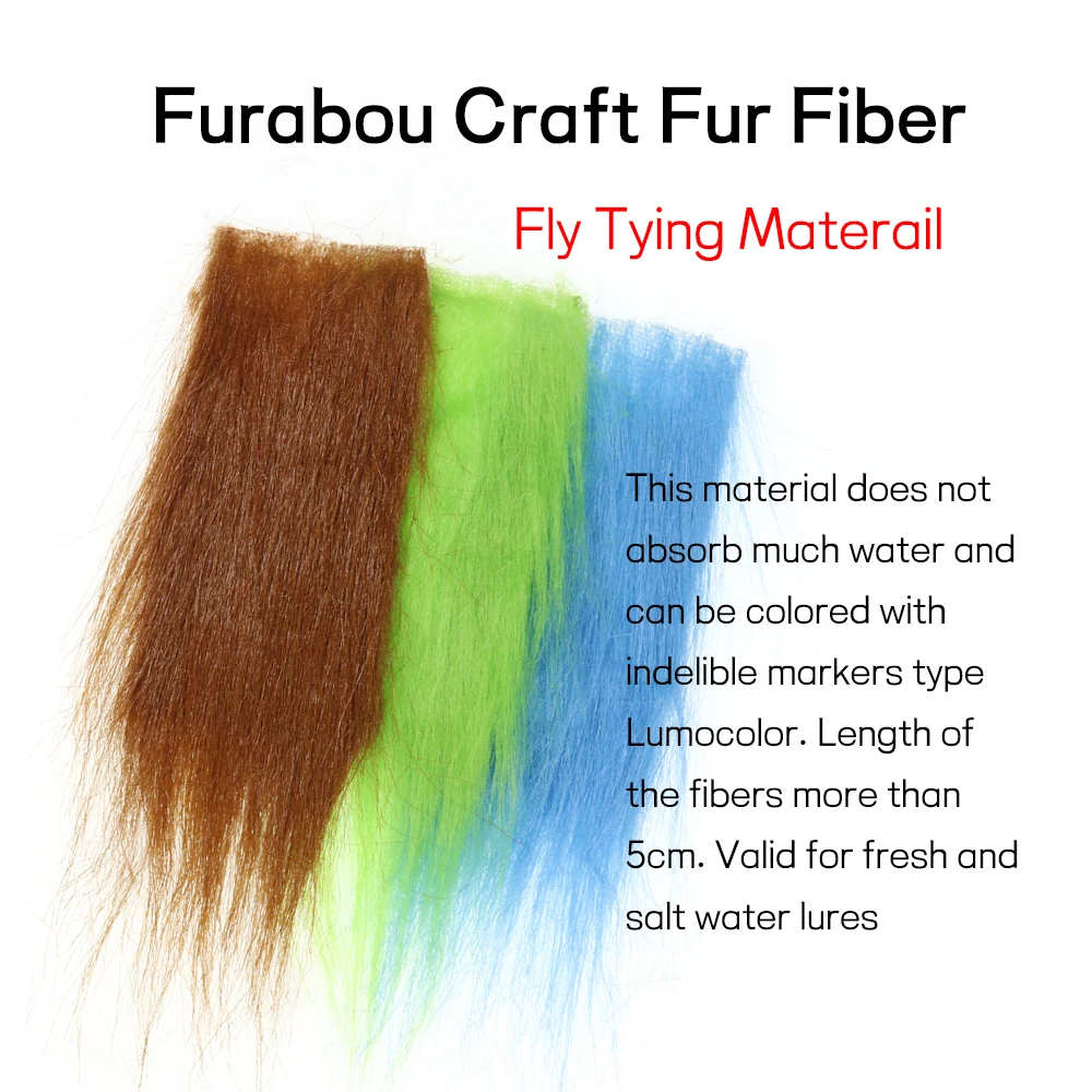 Bimoo 2PCS Soft Synthetic Fiber Furabou Craft Fur Fly Fishing Tying Materials for Streamer Tail Wing Chartreuse Pink Grizzy Blue