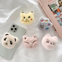 ins cute anime plush cartoon round universal mobile phone ring holder fold stand bracket mount for iphone samsung huawei xiaomi