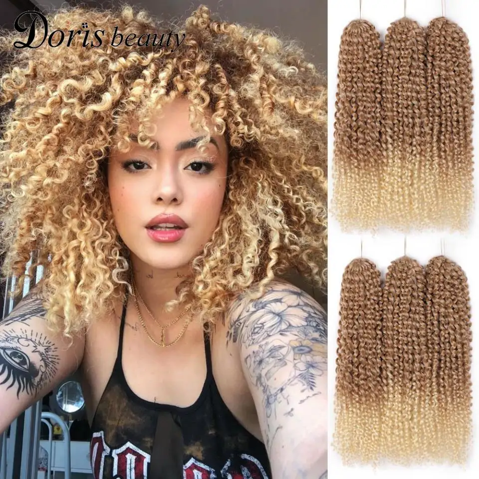 

Doris Beauty Ombre Marley Braid Crochet Braids Hair Afro Curly Braids Jerry Curl Synthetic Braiding Hair Extensions Blonde Black