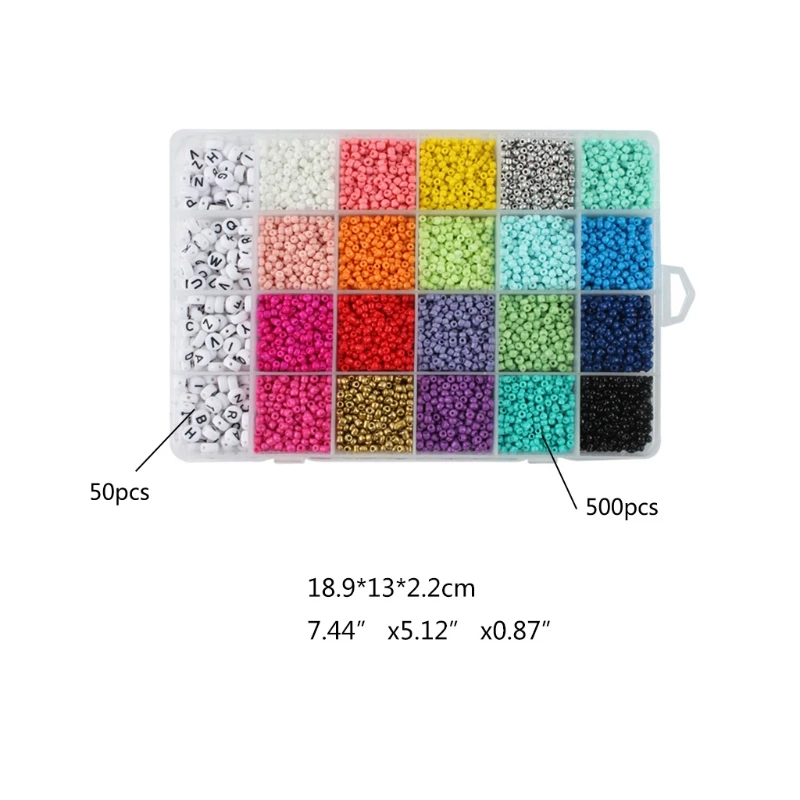 

3mm/7mm Plastic Glass Mini Beads Combination Pack 24 Girds Bracelet Jewelry Making Supplies School Handwork Accessories