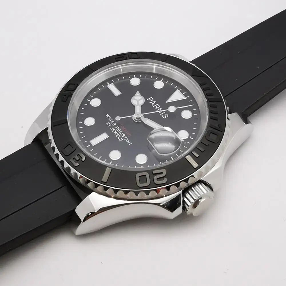 Мужские автоматические механические часы с календарем и сапфировым ремешком 41