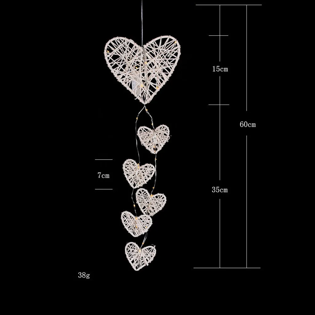Деревянный ротанговый подвесной светильник в форме сердца для комнаты ночник