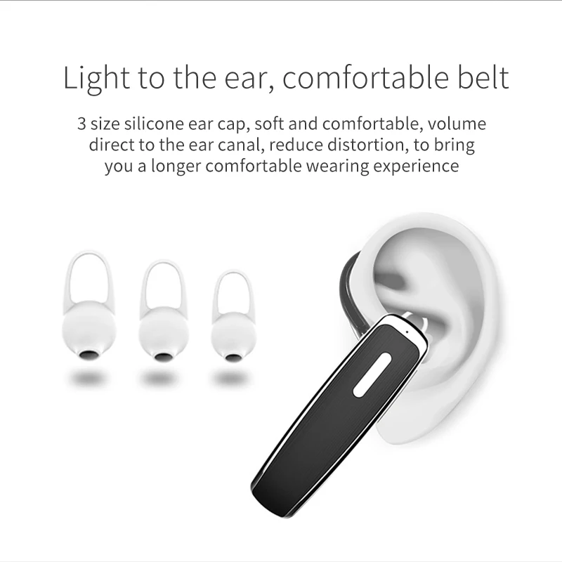 

Single Ear Business Stereo Bluetooth Headset Multi-Language Mini Earpiece Hands-Free Wireless Headset Dual Channel Convenient