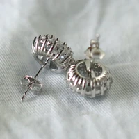 100 925 silver sterling white diamond jewelry stud earring for women round bohemia silver 925 jewelry diamond stud earring girl