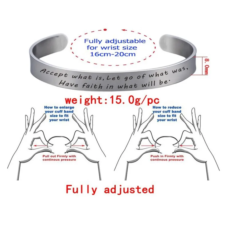Посеребренная нержавеющая сталь Выгравированная положительная вдохновляющая