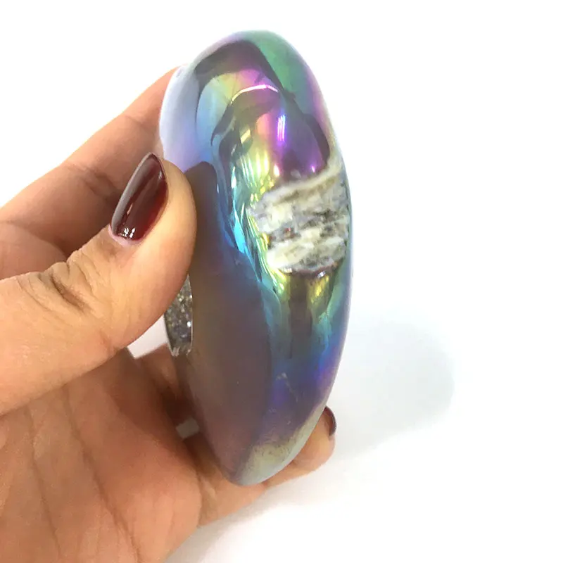 Натуральный агат Geode сердце Форма ладони Drusy Друза с украшением в виде кристаллов