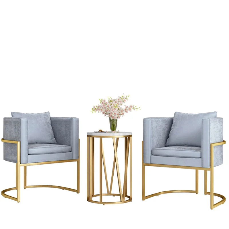 

Одноместное кресло из кованого железа в скандинавском стиле, кресло для кафе золотистый стул, отдел продаж, для обсуждения, стул для гостино...