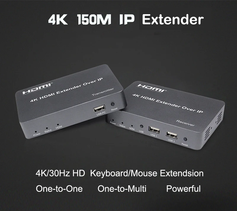 150 м 4 к KVM HDMI удлинитель по IP через UTP RJ45 Cat5E Cat6 Ethernet кабель Поддержка USB мышь клавиатура 1 передатчик 30 приемник