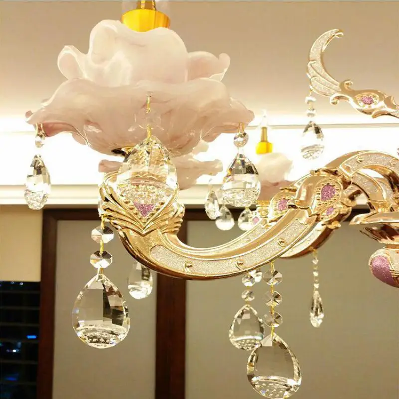 

European Purple Crystal Lamp for Living Room Luxury Chandelier Restaurant Bar sconce Book Zinc Alloy Jade Led fixture Lighting