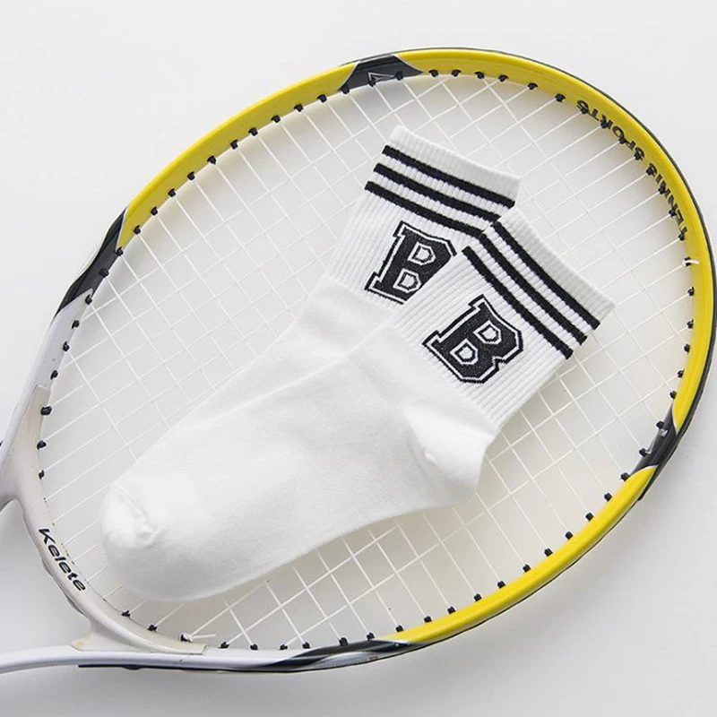 Модные белые носки в стиле харадзюку с надписями Забавные короткие милым