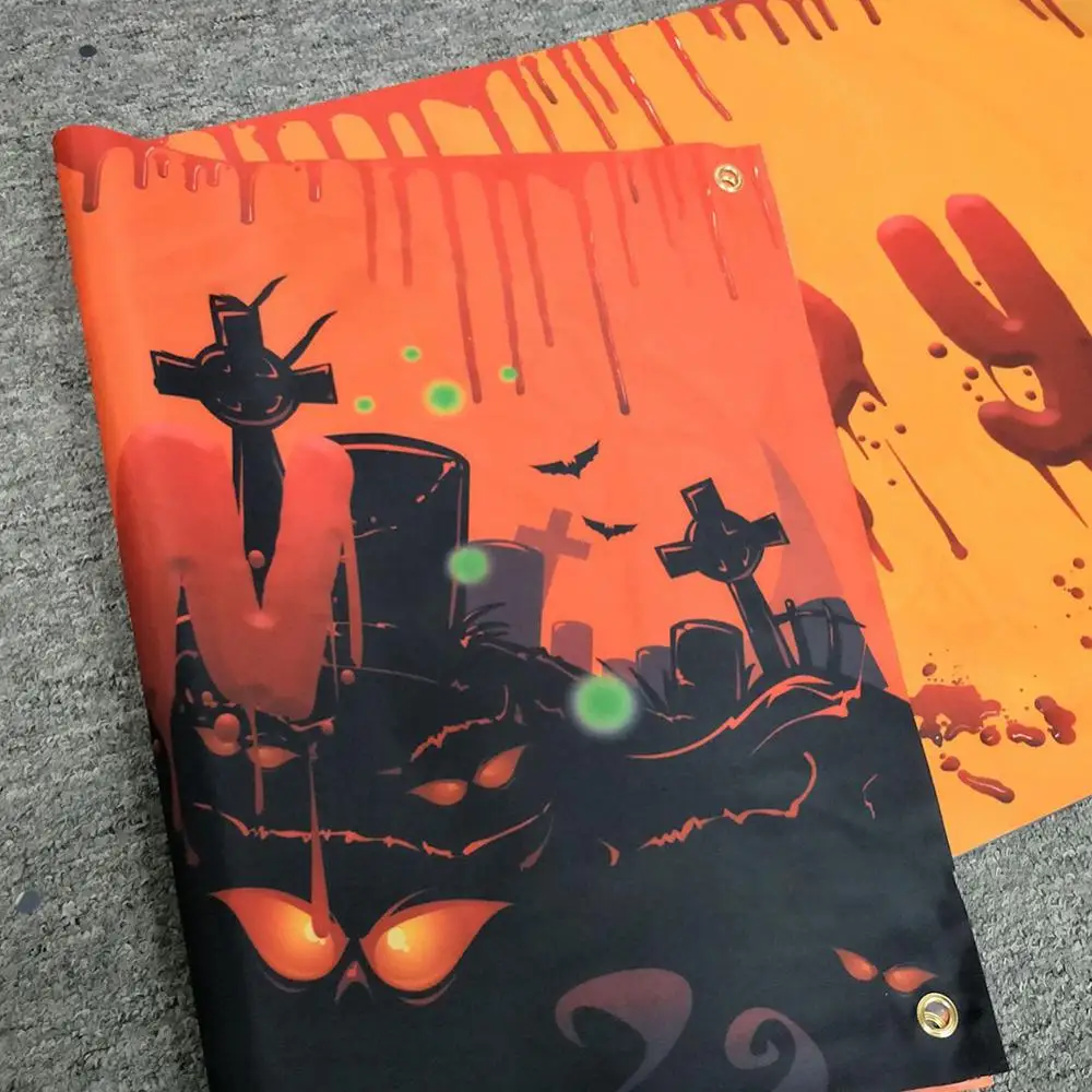 

Happy Halloween Bloody Bat Pumpkin Ghost Print Party Backdrop Hanging Banner