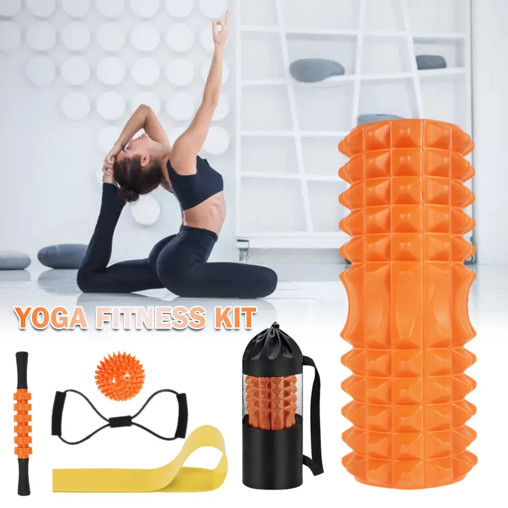 

7pcs/set Yoga Column Foam Roller Pilates Column Balance Bar Roller Gym Home Fitness Crescent Stick Relax Muscle Deep Massage