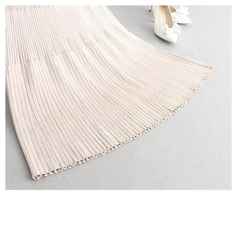 

Autumn & Winter New Arrival Elastic High Waist Slimming Simple Solid All-match Casual Women A-line Pleated Skirt Free Shipping