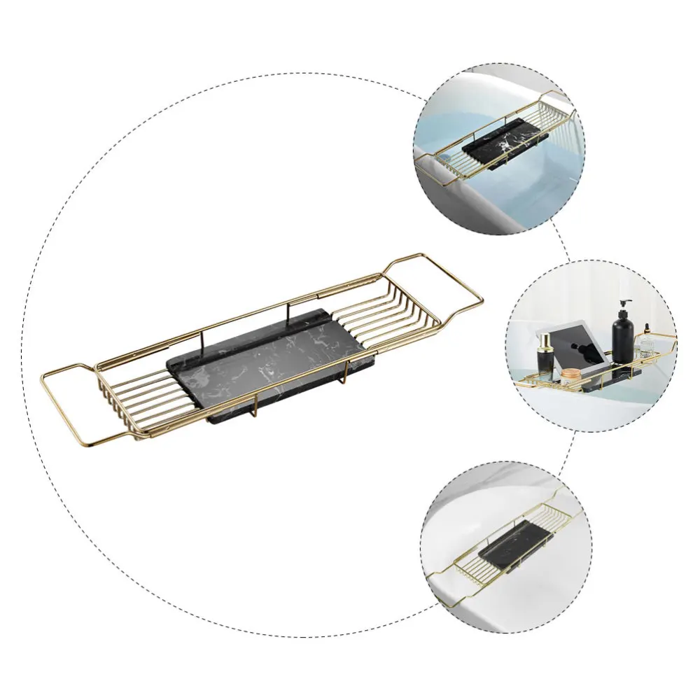 

Stainless Steel Bathtub Caddy Tray Marble Bathtub Rack Shower Tub Tray Holder