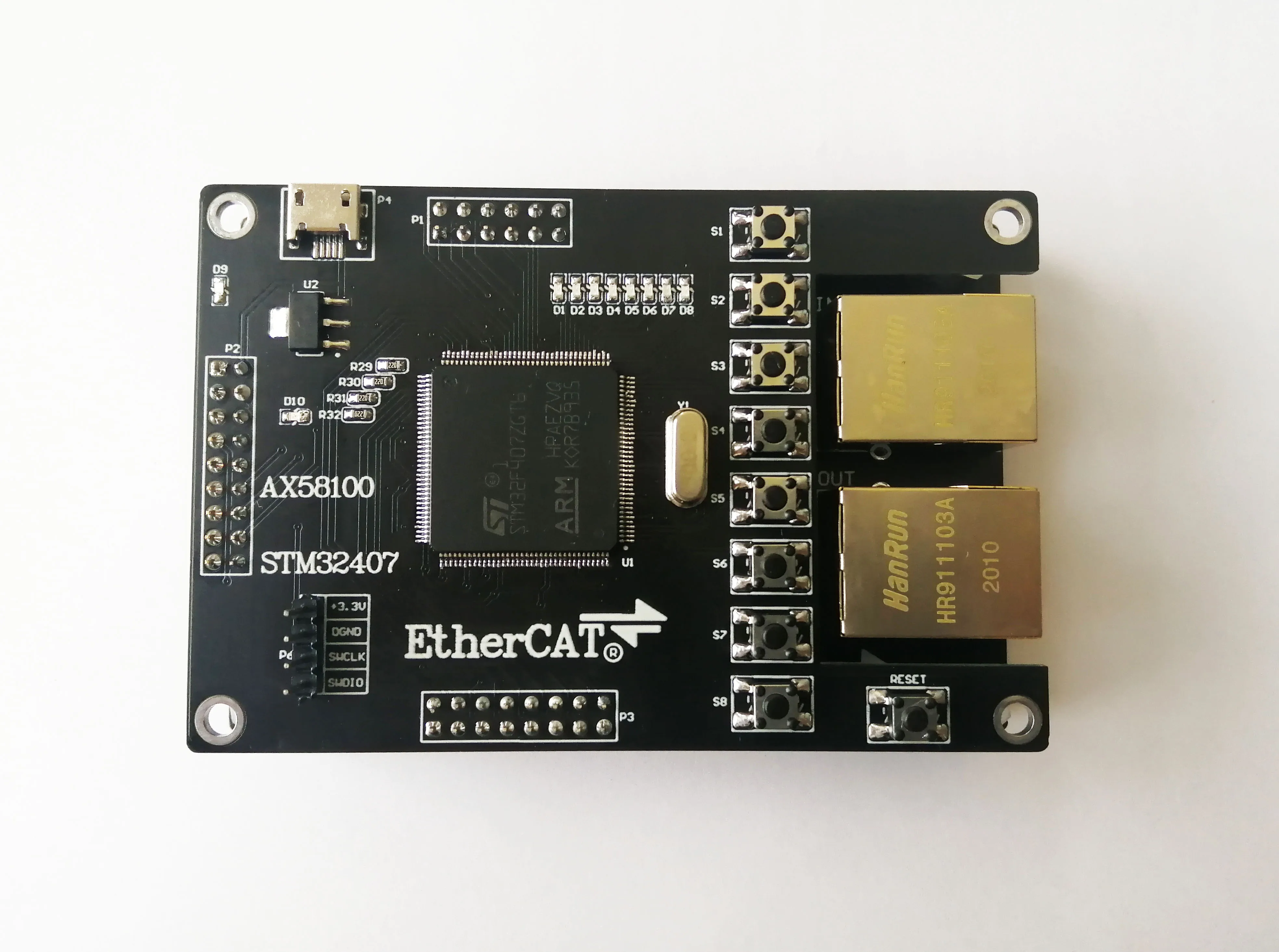 Estaci&oacute;n esclava AX58100 AX58100, placa de desarrollo AX58100, estaci&oacute;n esclava EtherCAT, 16IO CIA402-1