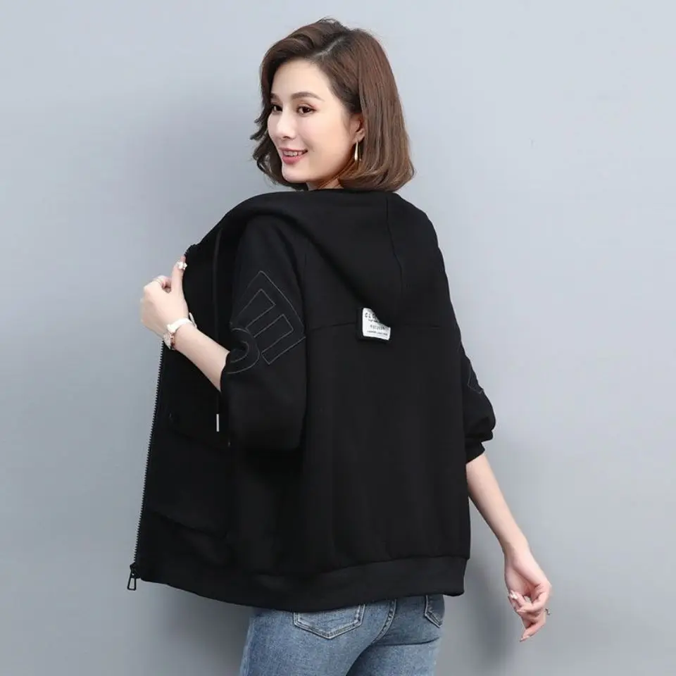 

2021 Spring and Autumn New Hot Sale Korean Fashion Ladies Loose Long Sleeve Top Hoodie Harajuku Japanese Casual Zip Sweatshirt