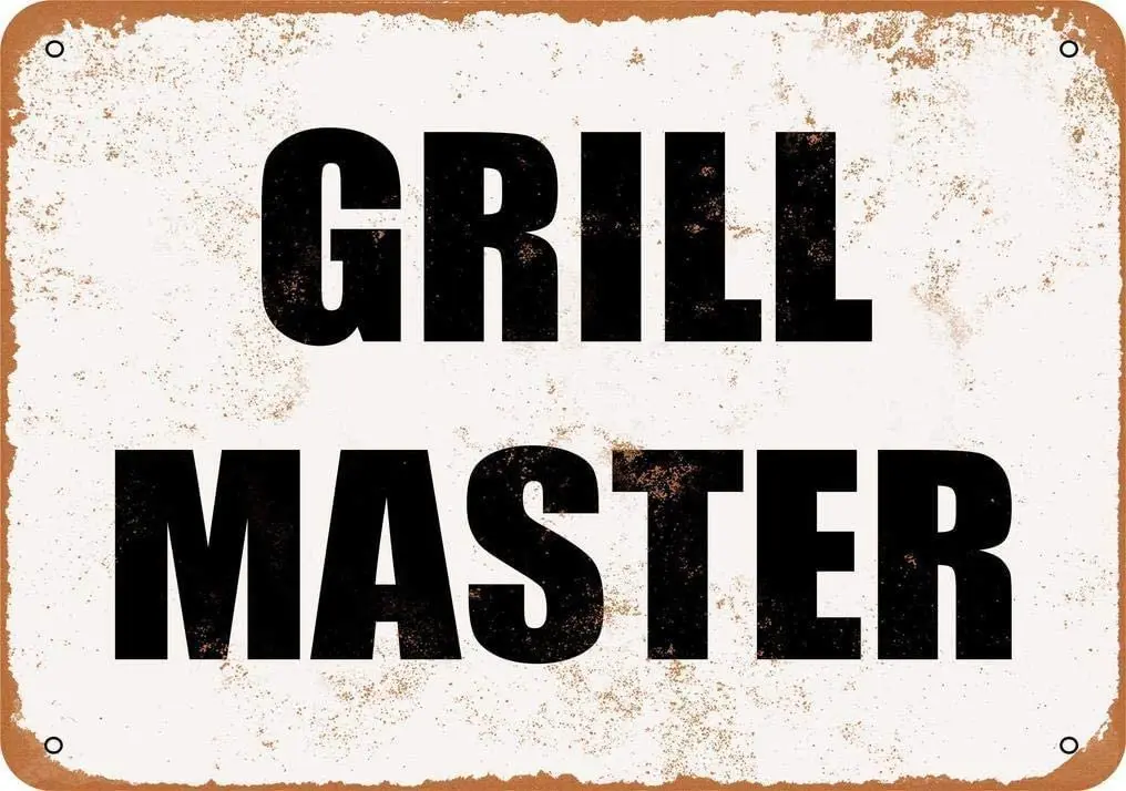 

Metal Tin Sign Grillmaster Pub Outdoor Bar Retro Poster Home Kitchen Restaurant Wall Decor Signs 16X12inch