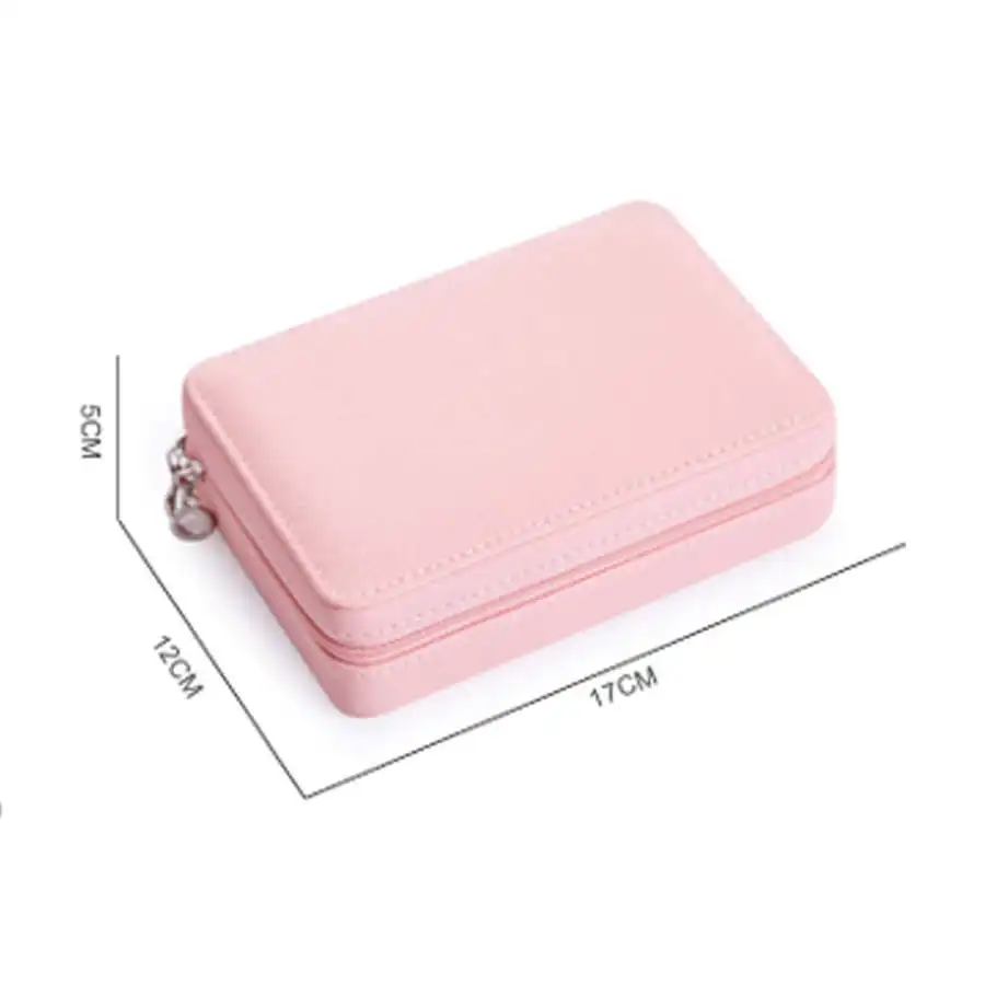 

Portable Korean style PU Leather Travel Jewelry Box Organizer Display Jewelry Ornaments Case Box for Rings Necklace Storage Bag
