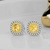 yellow diamond romantic stud earrings for women 925 sterling silver girl fashion gemstone wedding jewelry party office gift new