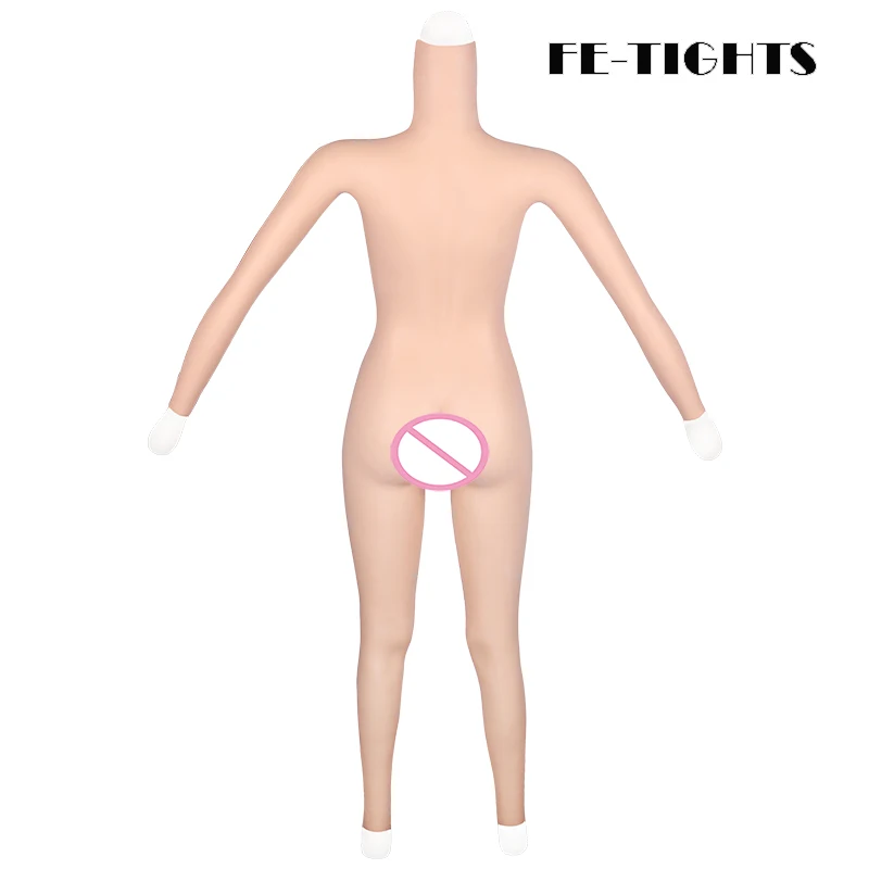 

5G High Neck Long Sleeves Ankle Length Crossdressing Realistic Silicone Full Body Suit With D Cup Breast Form Shemale Drag Queen