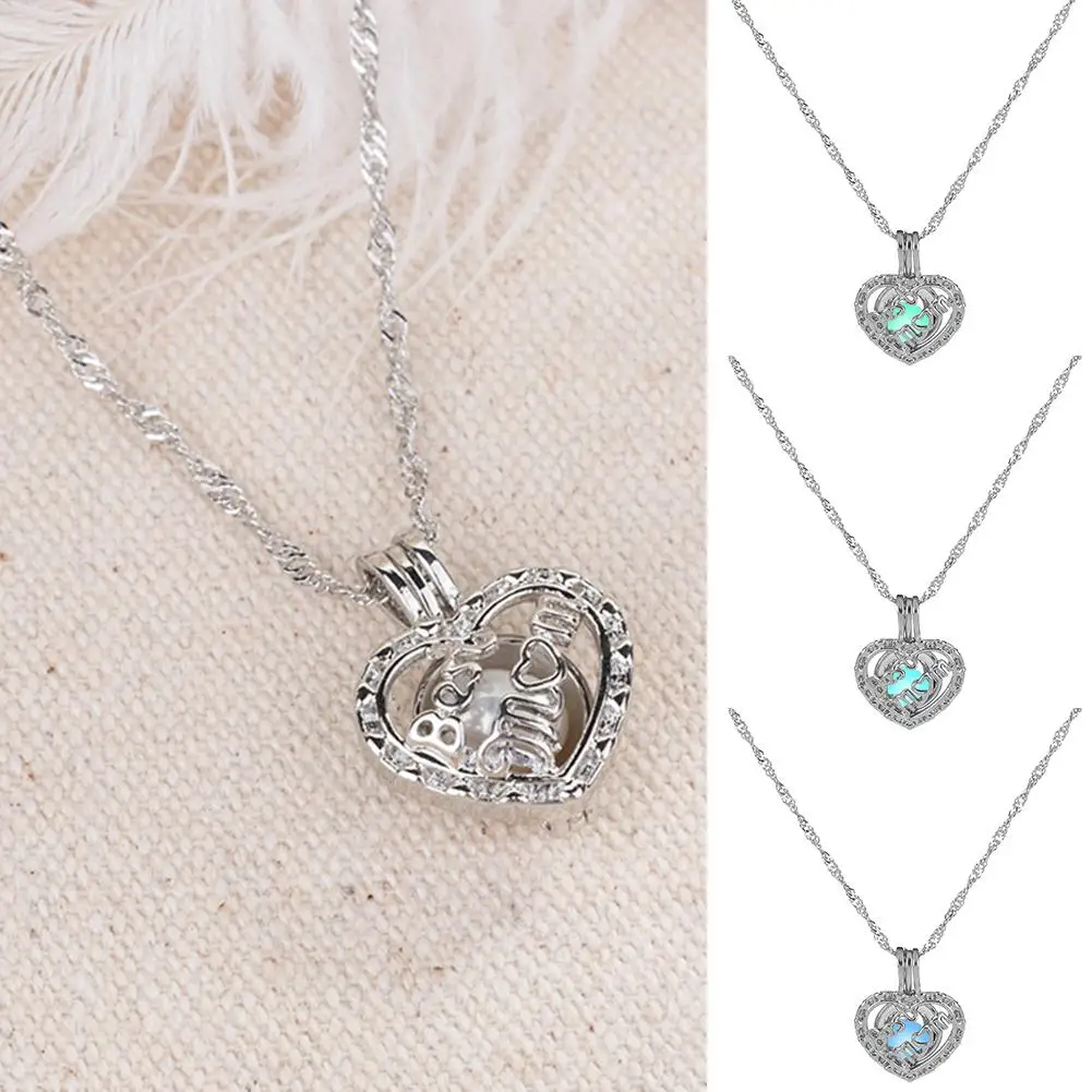 Винтажное Очаровательное ожерелье с подвесками для женщин светящееся сердце