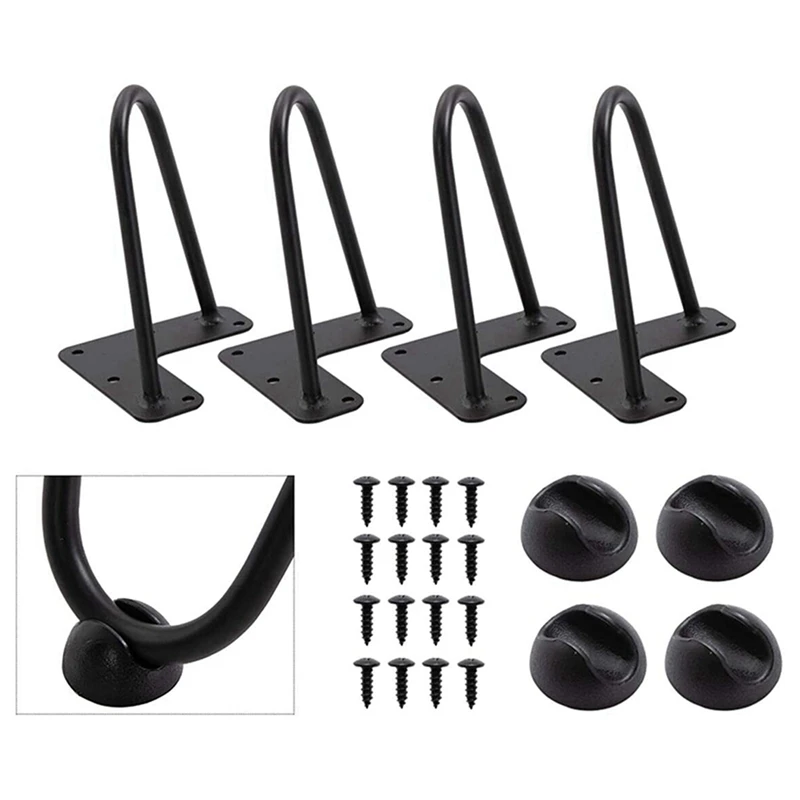 

4 PCS 6 Inch Satin Black Hairpin Coffee Table Legs with 150 PCS Canvas Snap Kit with 2Pcs Setting Tool