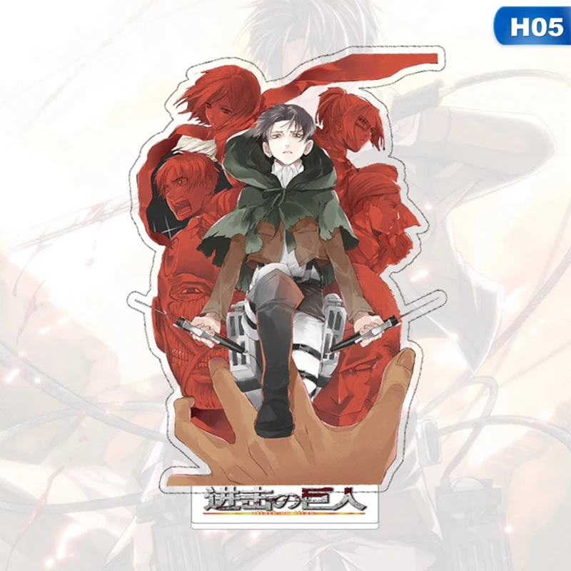 

Anime Attack on Titan LeviAckerman Figures Acrylic Cute Tanjirou Nezuko Models Double Side Printed Desk Decor Ornaments 15cm