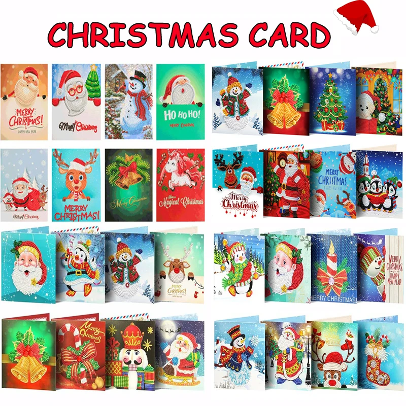 

5D DIY Diamond Painting Christmas Cards New Arrival Diamond Embroidery Mosaic Art Kits Santa Claus Greeting Postcards Handmade