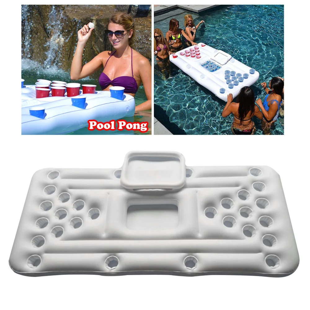 

1PC Inflatable Beer Table Portable 28 Cup Hole Float Row Water Beverage Ice Bucket Floating Bed Water Inflatable Table for Water