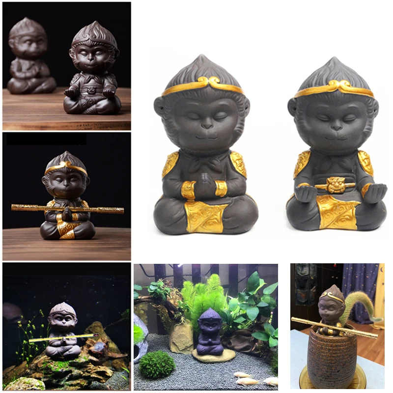 Китайская легенда фигурка обезьяны украшение для аквариума керамическая модель