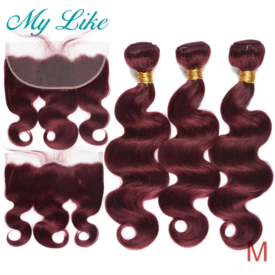 Бирманские пряди волос с фронтальной сеткой 99j красные бордовые волнистые